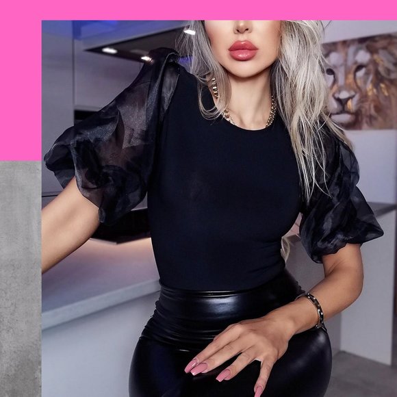 TWENTYTWO26 Tops - Last one 🎉 Puffed Organza Sleeve Bodysuit